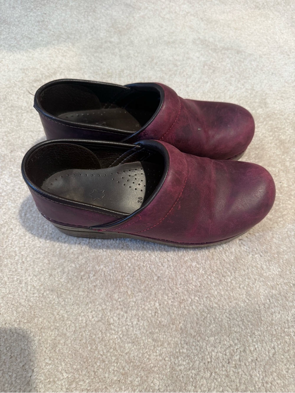 Dansko Burgundy Leather Slip-On Mules